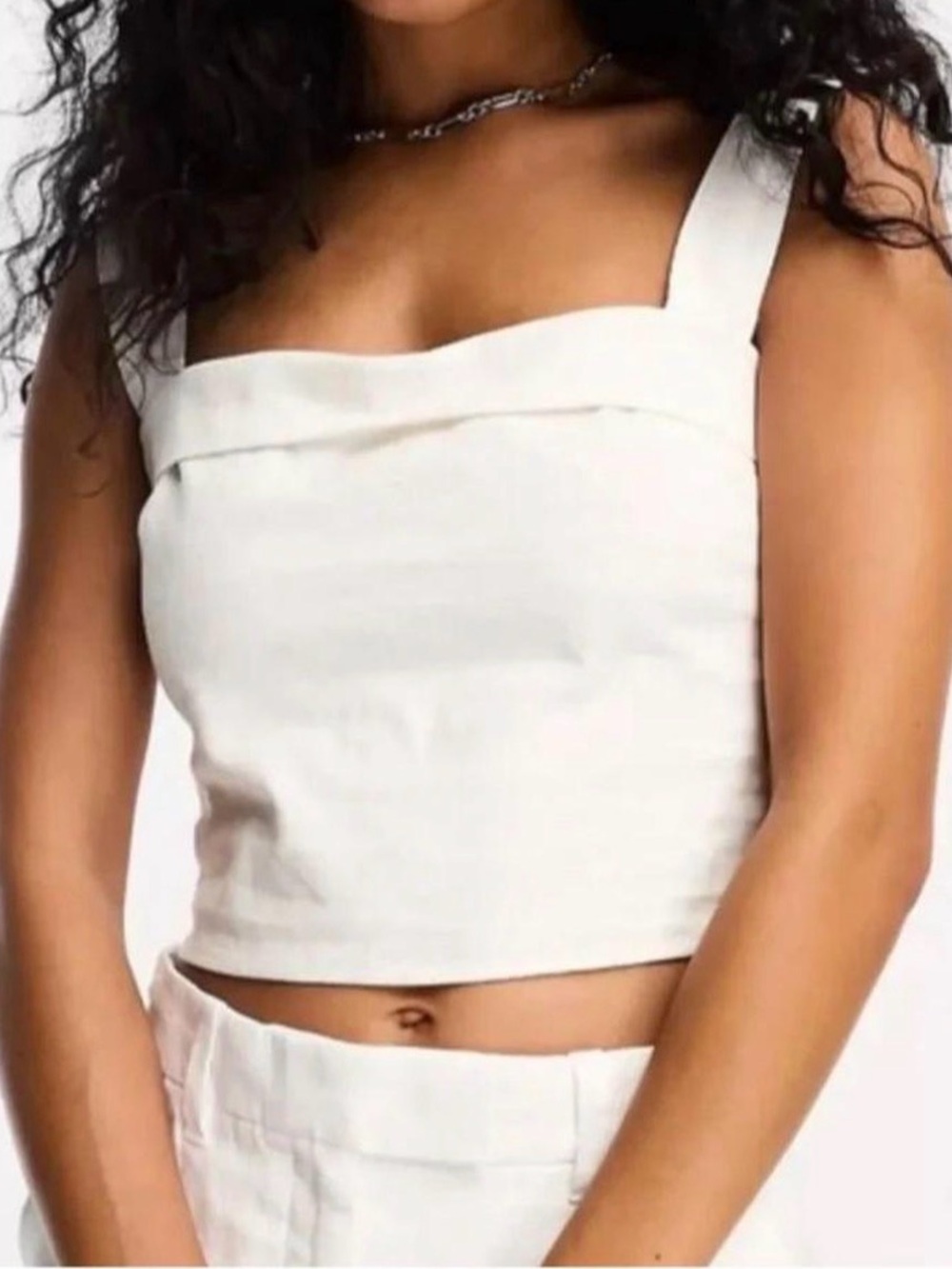 Abercrombie & Fitch Linen Squareneck Tank XS White